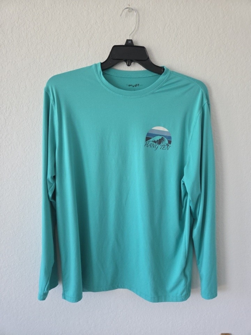 Hang Ten Men's Sun T-Shirt Long Sleeve UPF 50+ Quick-Dry Stretch Teal Size L